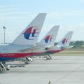 Malaysian airlines jest on tarmac - tail fins | Comments: 2